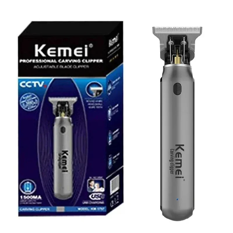 Tondeuse à cheveux électrique Kemei 1757 sans fil pour hommes, professionnelle, rechargeable, pour cheveux et barbe