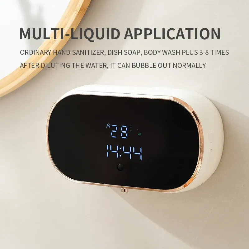 Distributeur de savon moussant automatique et intelligent, rechargeable par USB, pour salle de bain, en ABS bicolore 2