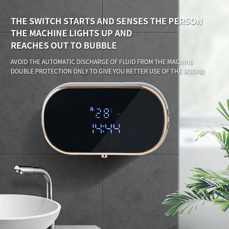 Distributeur de savon moussant automatique et intelligent, rechargeable par USB, pour salle de bain, en ABS bicolore 4