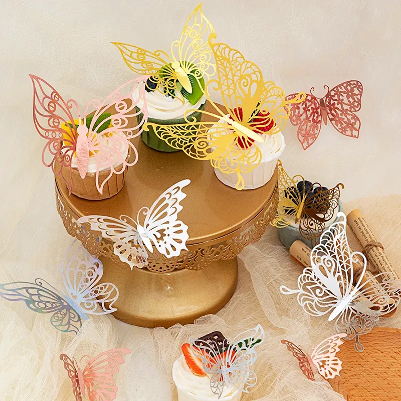 Autocollants muraux papillons 3D creux, lot de 12, décoration de mariage, chambre d'enfants et salon 3