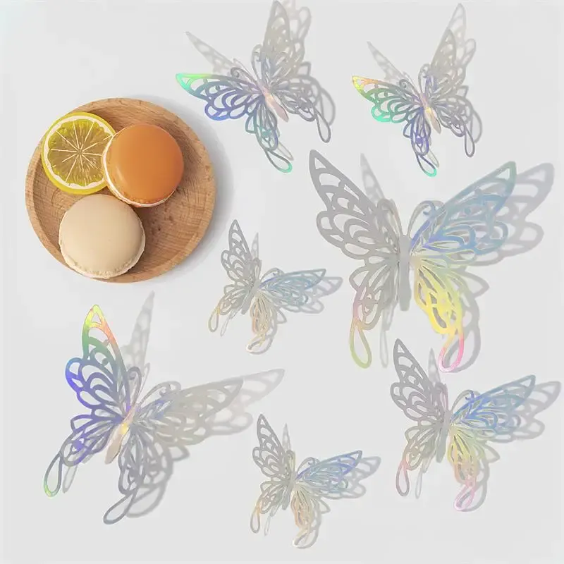 Autocollants muraux papillons 3D creux, lot de 12, décoration de mariage, chambre d'enfants et salon 13