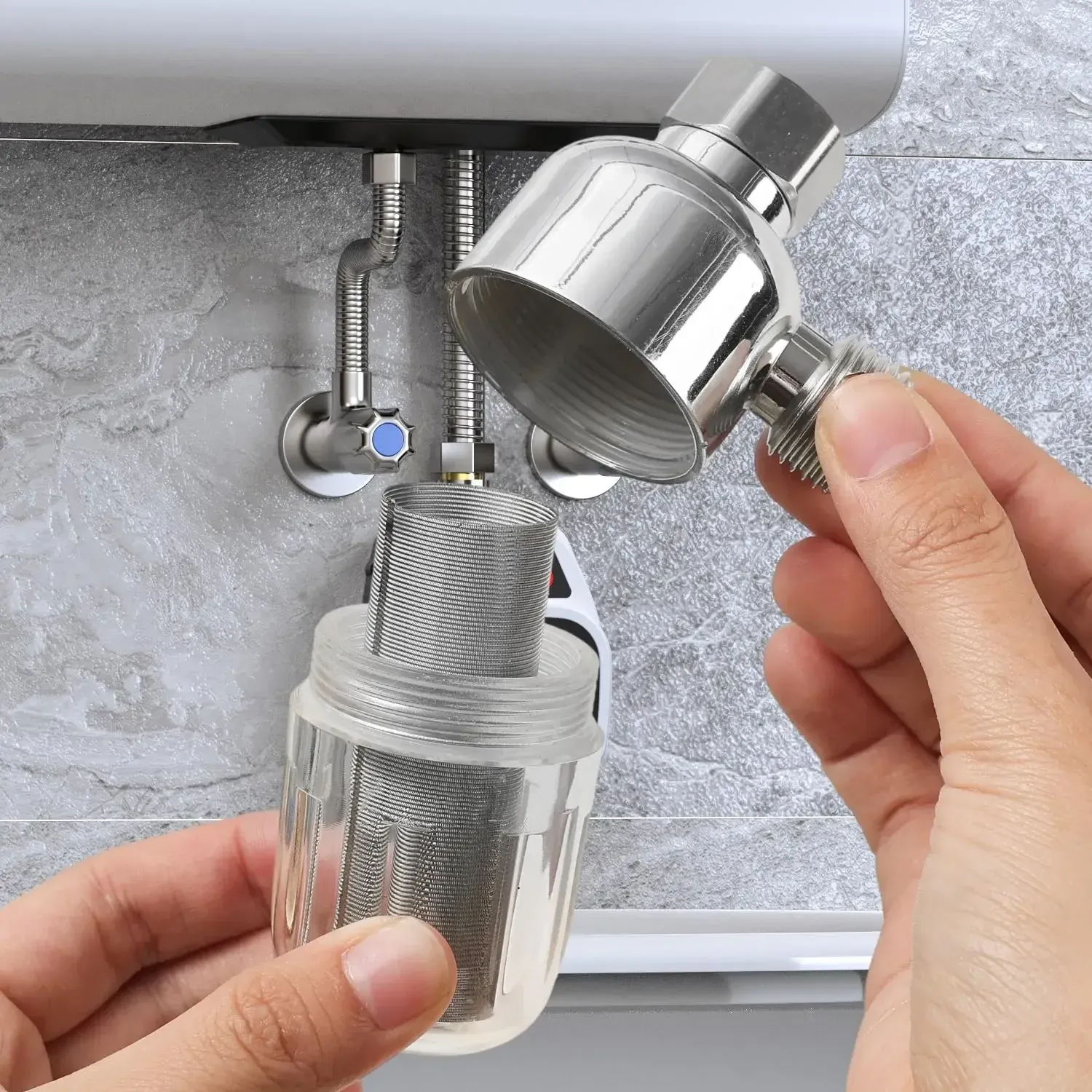 Filtre à eau anti-calcaire, en situation