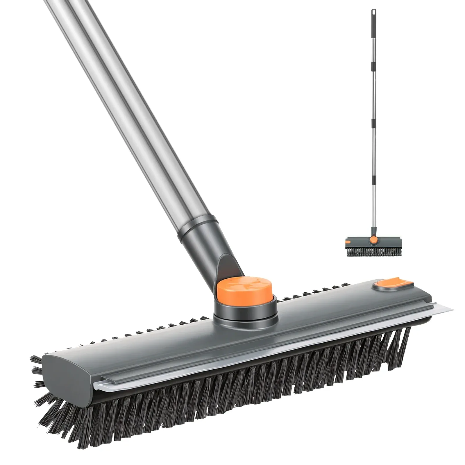 Brosse de nettoyage 3 en 1 à long manche pour baignoire et joints de carrelage, balai de douche avec raclette pour murs et carrelage 7