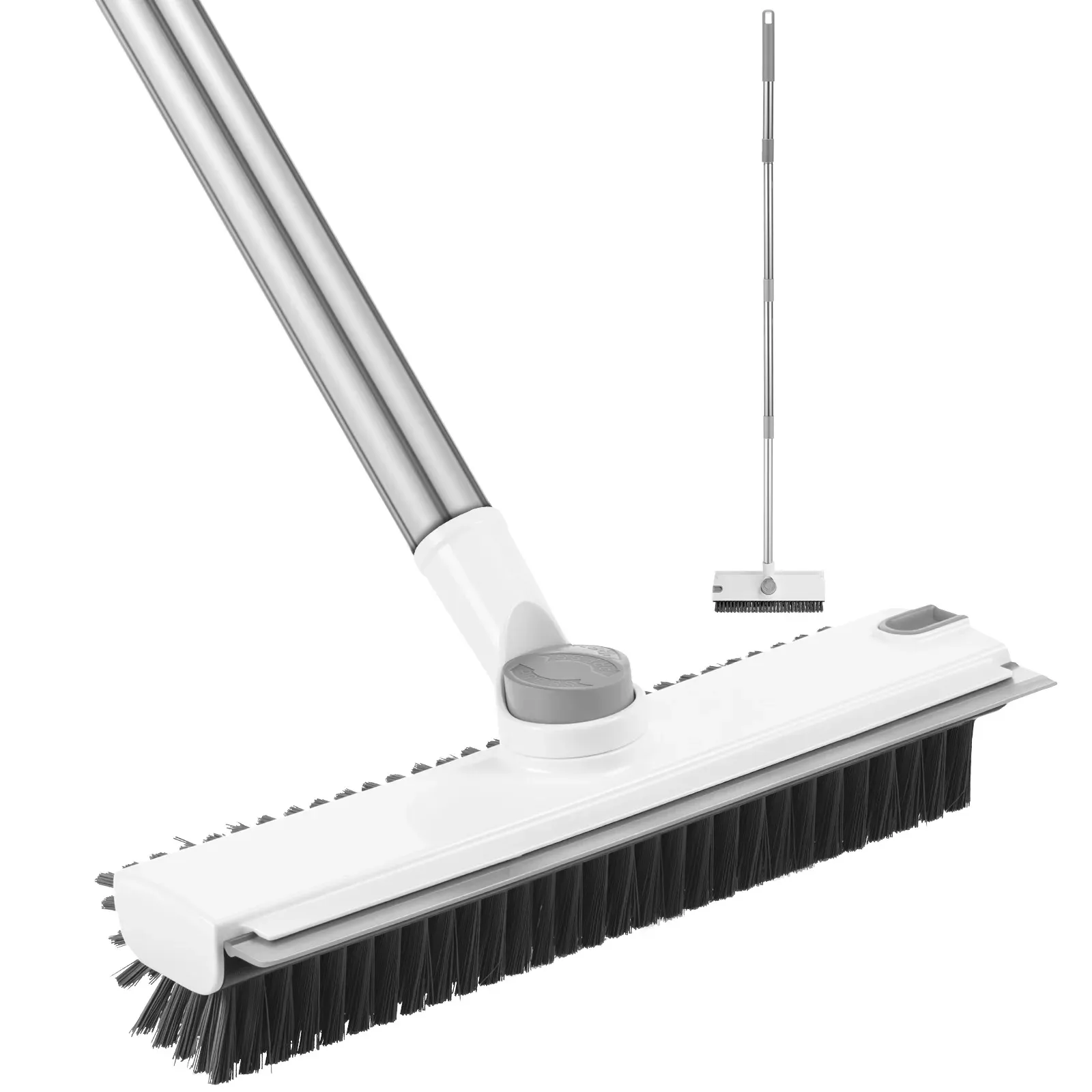 Brosse de nettoyage 3 en 1 à long manche pour baignoire et joints de carrelage, balai de douche avec raclette pour murs et carrelage 8