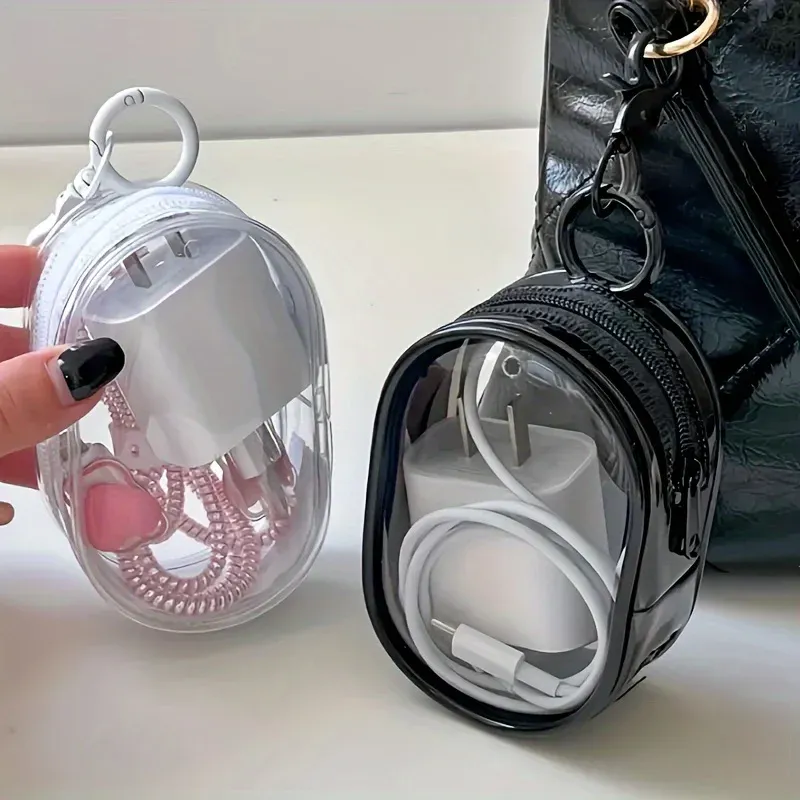 Détail de la pochette de rangement transparente