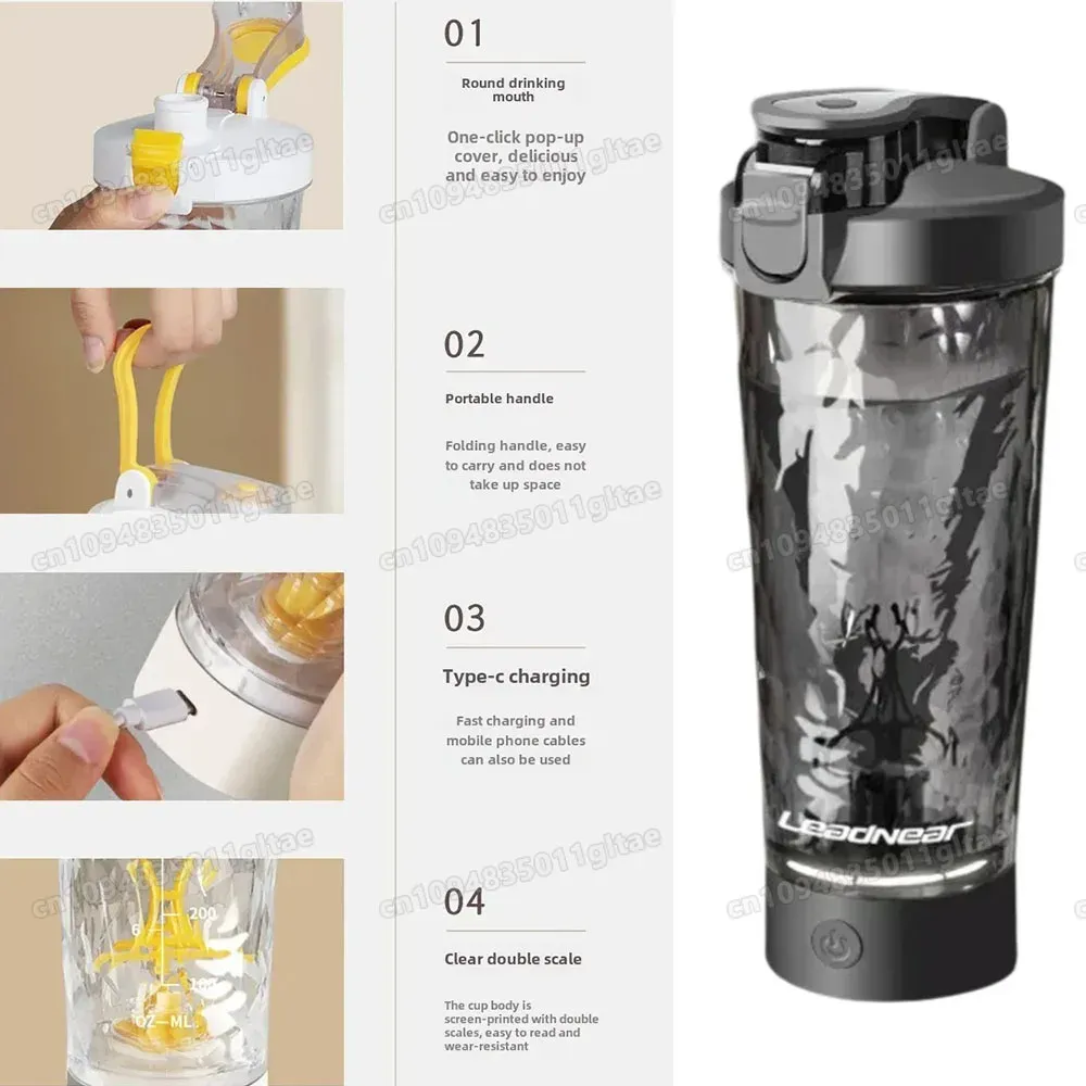 Shaker électrique automatique pour protéines et poudres, bouteille mélangeuse rechargeable 5