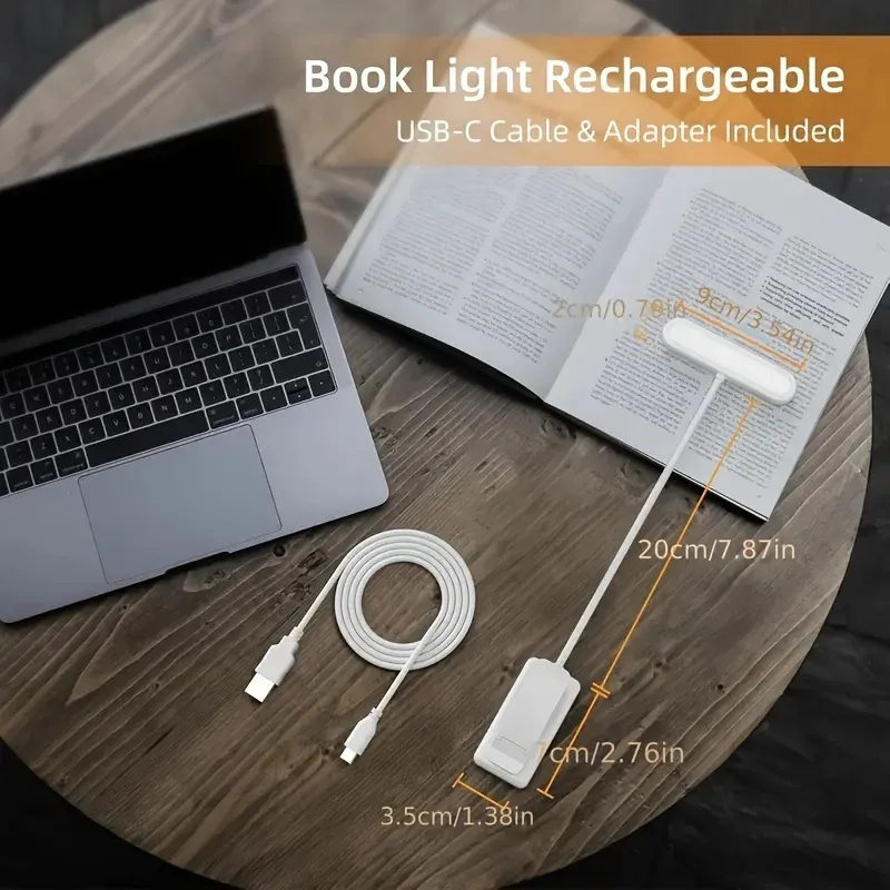 Lampe de lecture LED rechargeable USB, 3 couleurs réglables, avec pince, protection des yeux, veilleuse pour lit et bureau 3