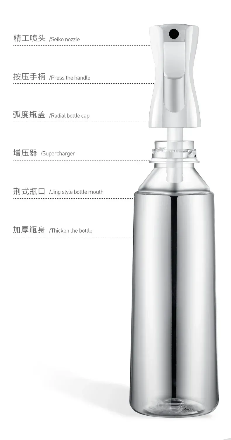 Bouteille vaporisateur rechargeable pour cheveux 500/300/200 ml, brumisateur continu, pulvérisateur d'eau automatique pour salon de coiffure 2