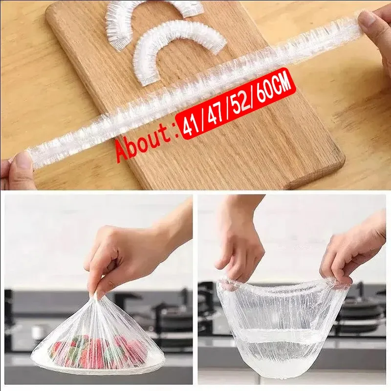 Couvercles alimentaires jetables, lot de 50, film plastique élastique de qualité alimentaire pour fruits et légumes 6