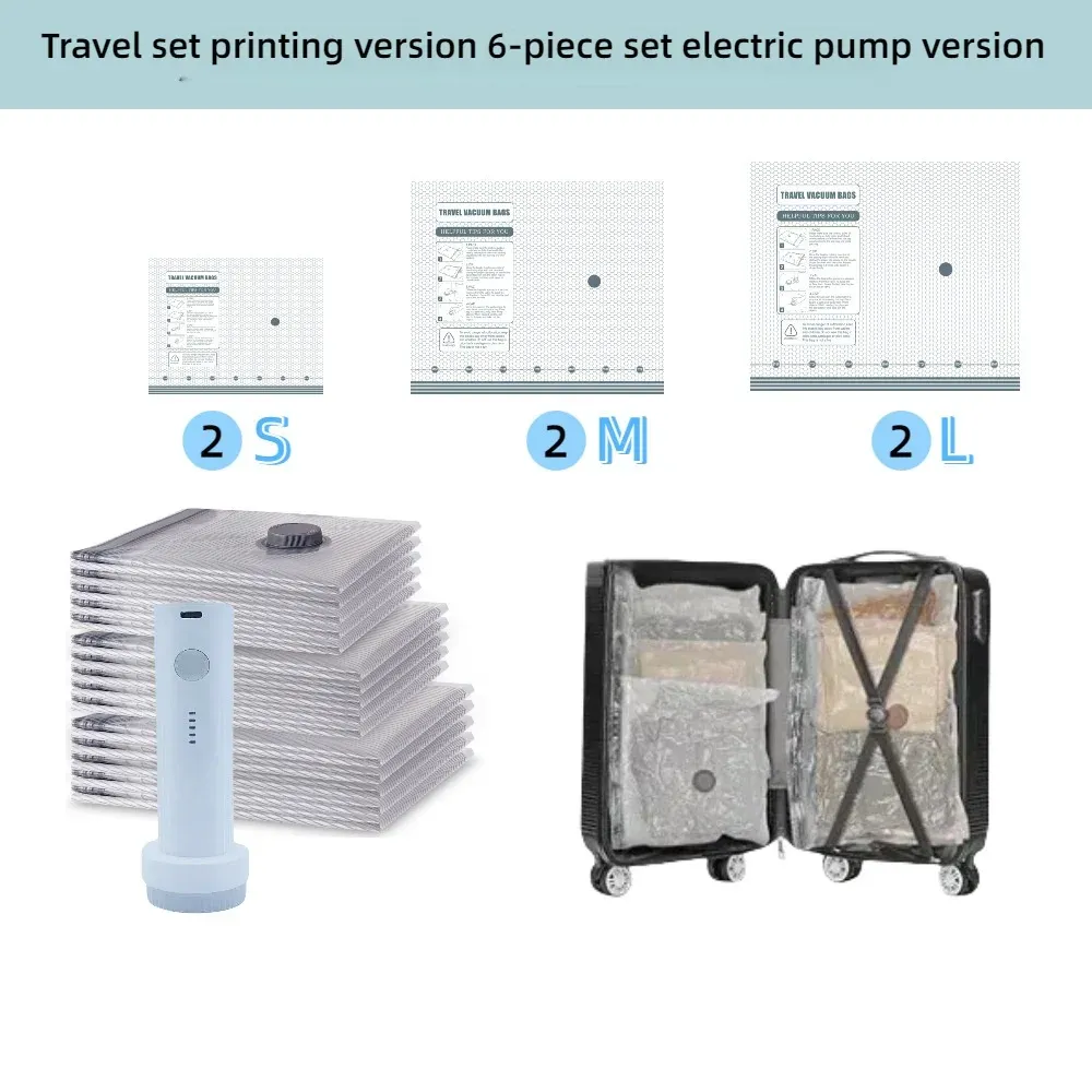 Sacs de compression sous vide pour vêtements avec pompe électrique portable, lot de 9 9