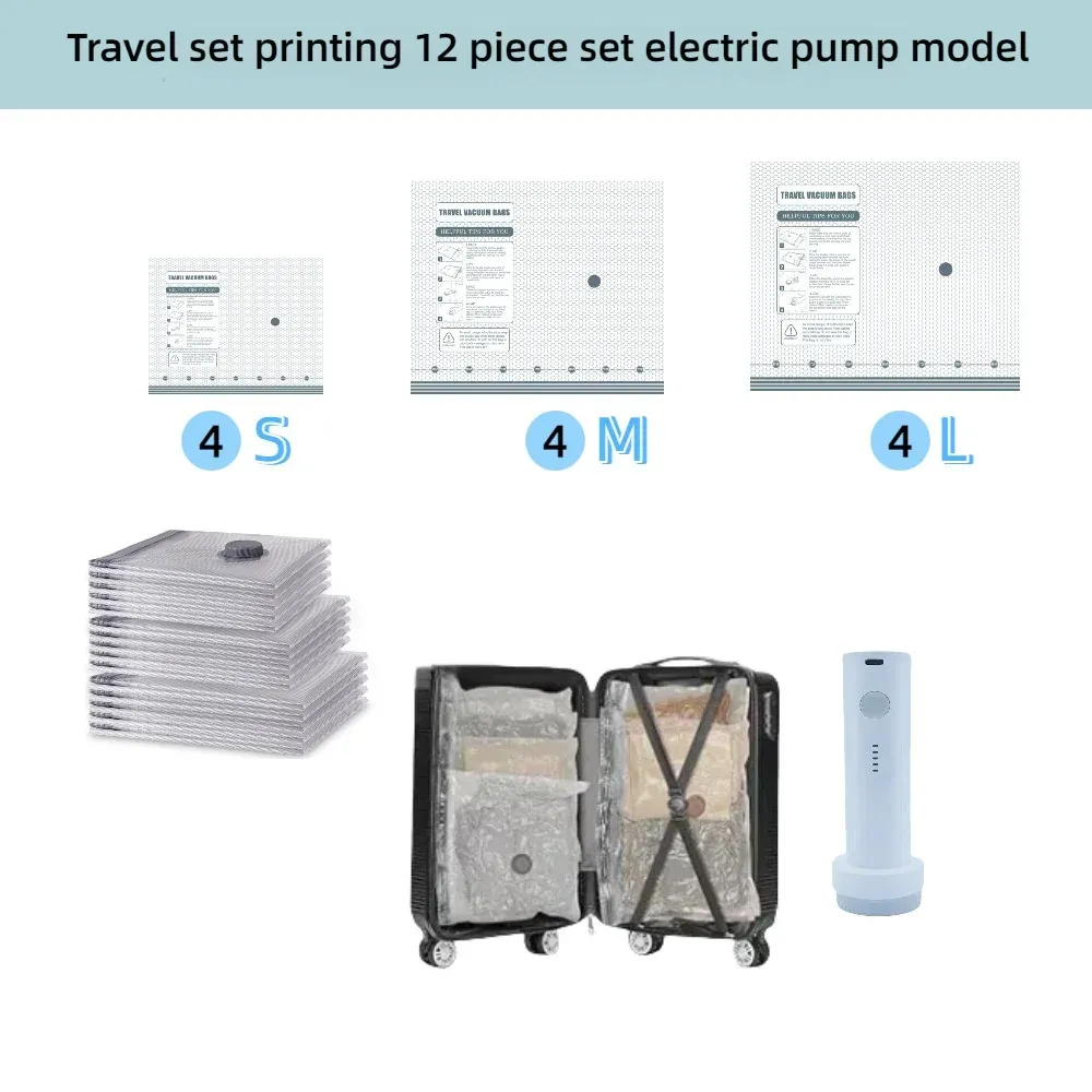 Sacs de compression sous vide pour vêtements avec pompe électrique portable, lot de 9 7
