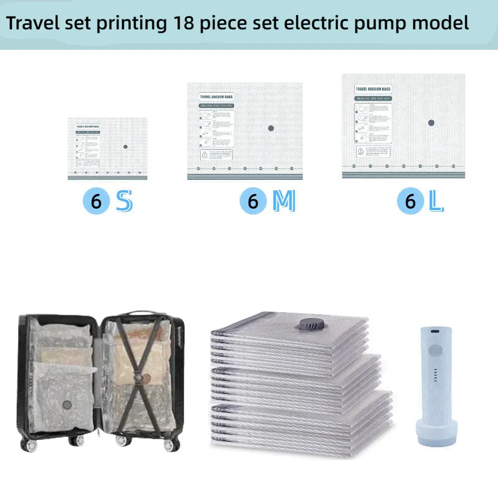 Sacs de compression sous vide pour vêtements avec pompe électrique portable, lot de 9 10