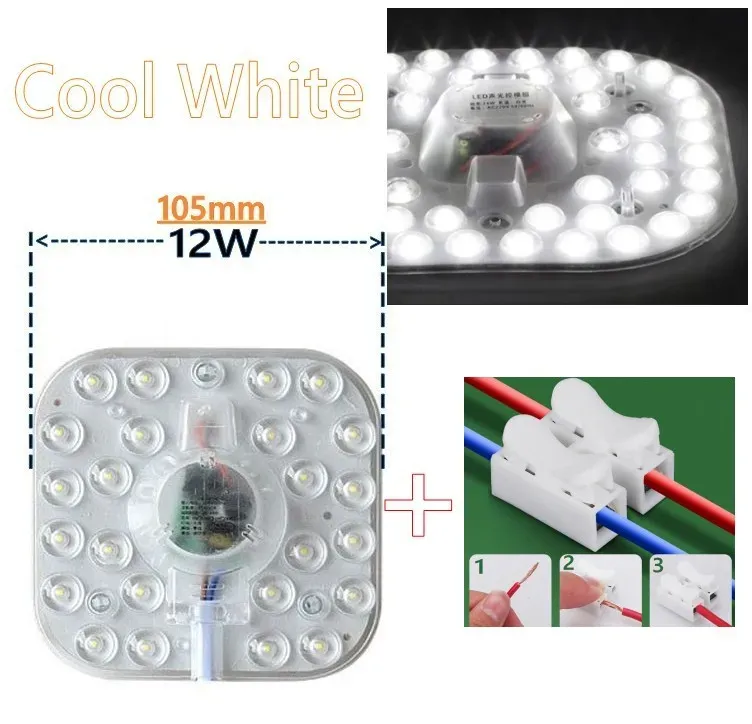 Anneau lumineux LED pour panneau rond de plafond, alimentation AC 220 V, 230 V, 240 V, SMD, 50 W, 36 W, 24 W, 18 W, 12 W 10