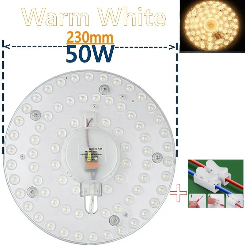 Anneau lumineux LED pour panneau rond de plafond, alimentation AC 220 V, 230 V, 240 V, SMD, 50 W, 36 W, 24 W, 18 W, 12 W 13