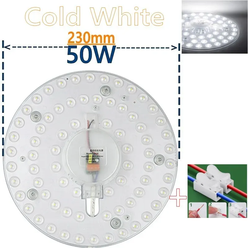 Anneau lumineux LED pour panneau rond de plafond, alimentation AC 220 V, 230 V, 240 V, SMD, 50 W, 36 W, 24 W, 18 W, 12 W 12