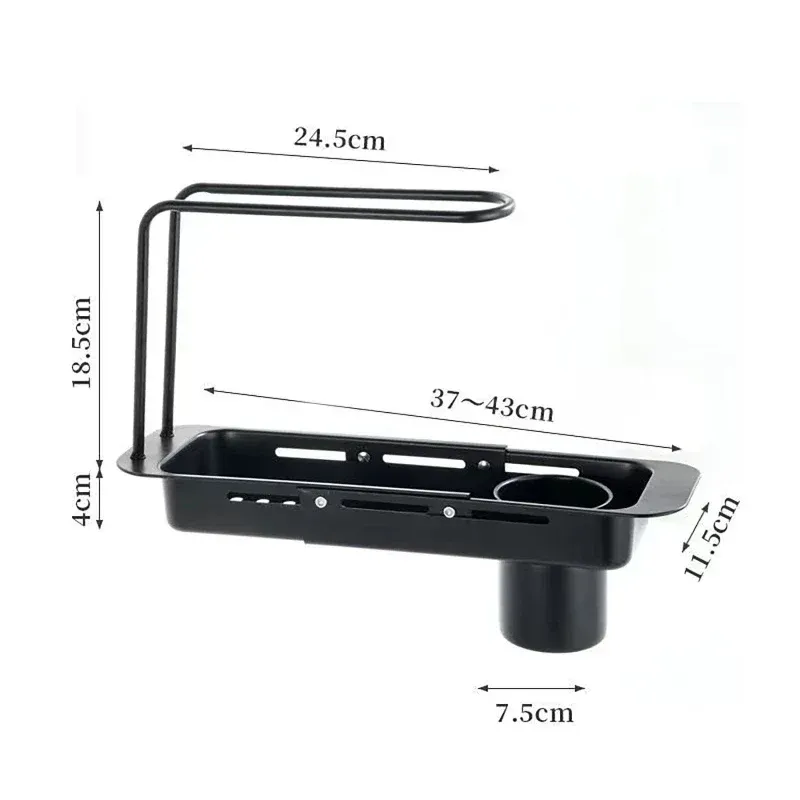 Rangement télescopique réglable pour éponge, évier de cuisine T1 7
