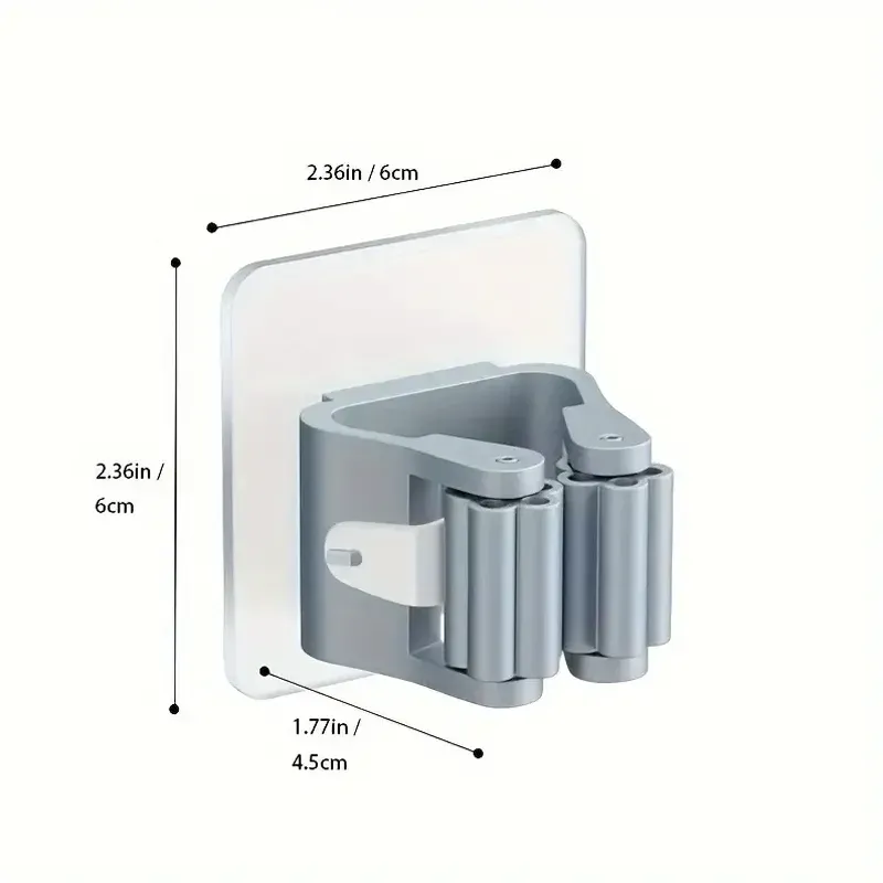Lot de 4 supports pour serpillère sans perçage, pince à serpillère, support pour salle de bain, crochet de serpillère robuste 6