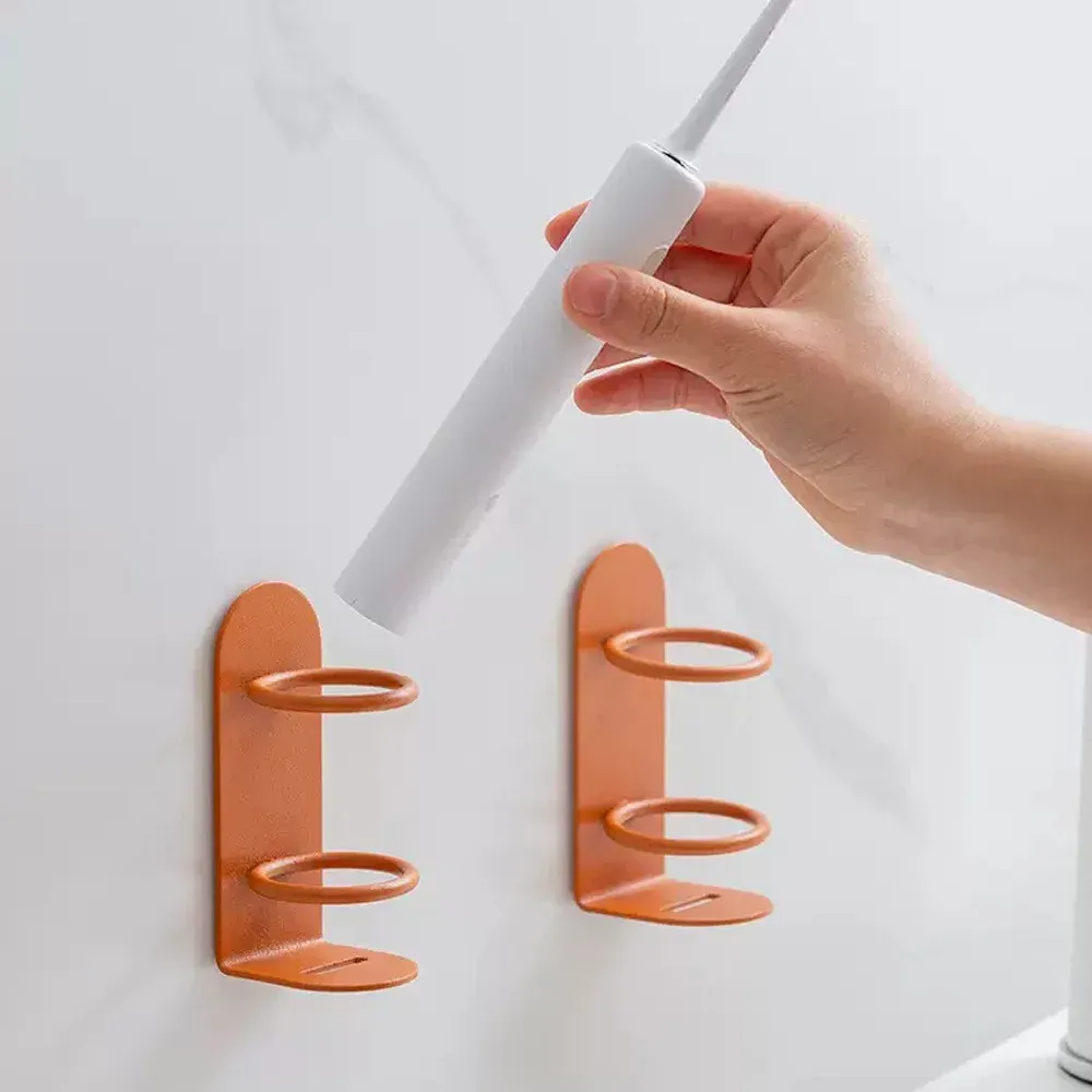 Porte-brosse à dents multifonctionnel en métal, sans perçage, à fixer au mur 5