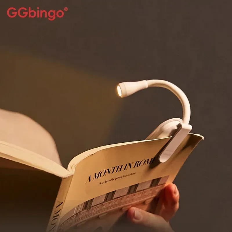 Lampe de lecture LED miniature rechargeable GGbingo, 3 couleurs, clip réglable à 360° - Image 1