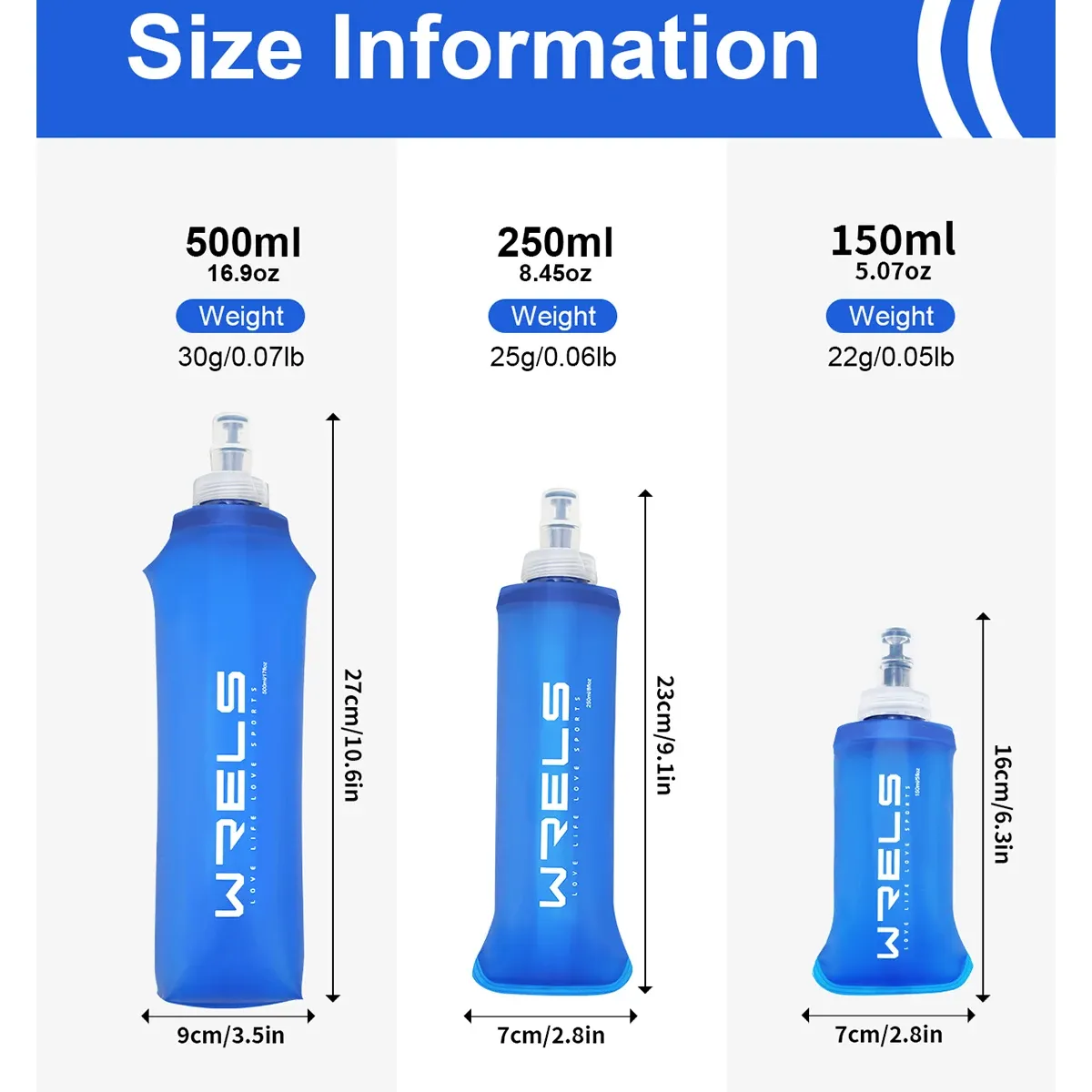 WRELS Gourde pliable en TPU sans BPA, flacon souple pour le sport, la randonnée et le camping 5