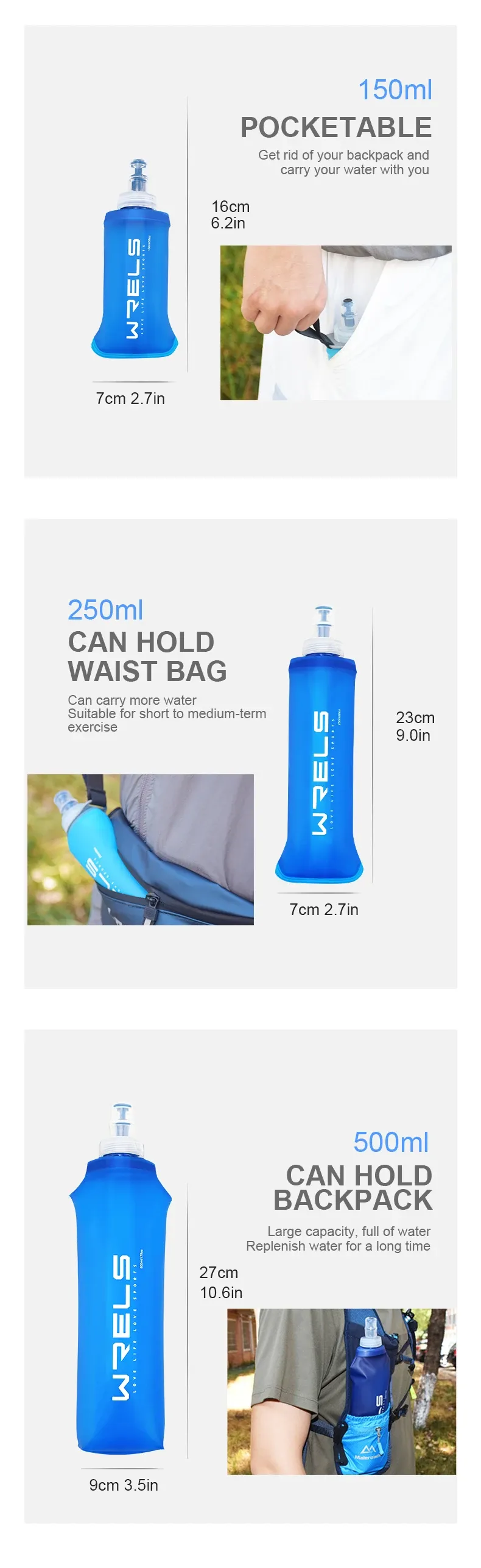 Gourde pliable WRELS, détails du produit