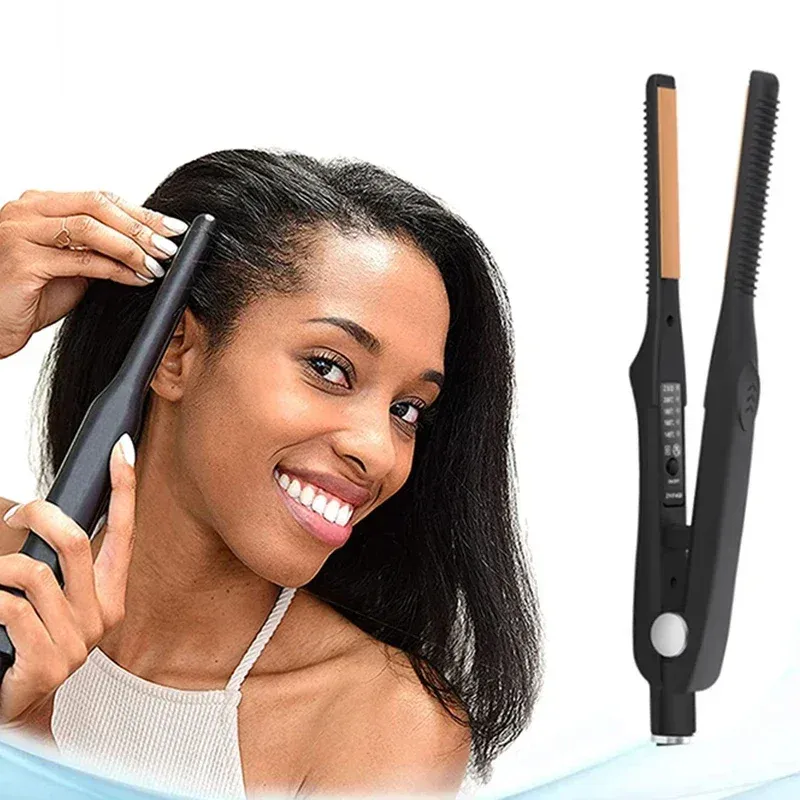 Mini fer à lisser 2 en 1, fer à boucler professionnel en céramique, fer plat court pour femmes et hommes, lisseur pour barbe 4
