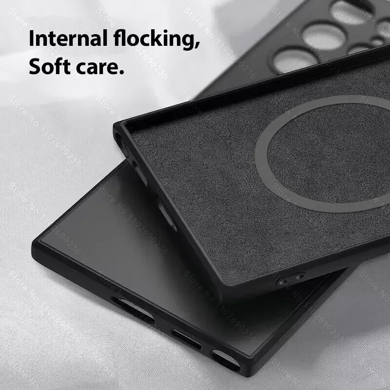 Coque en silicone liquide pour Samsung Galaxy compatible MagSafe, S25, S24, S23, S22, S21, Ultra, Plus, FE, charge sans fil, coque arrière magnétique antichoc 2