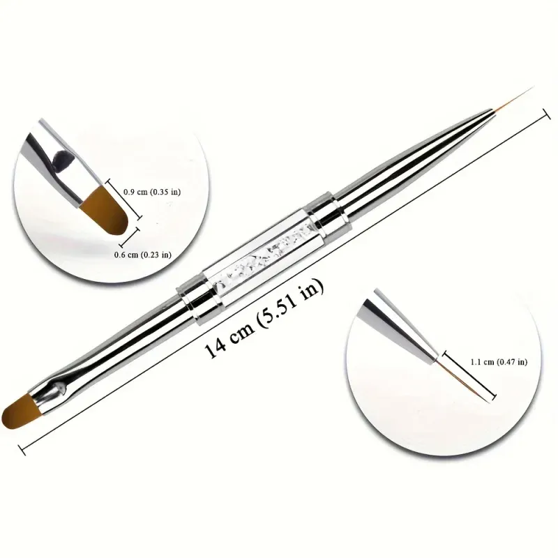 Pinceau à ongles double embout 2-en-1 pour gel polymère, outil de nail art inodore pour extension rapide des ongles 2
