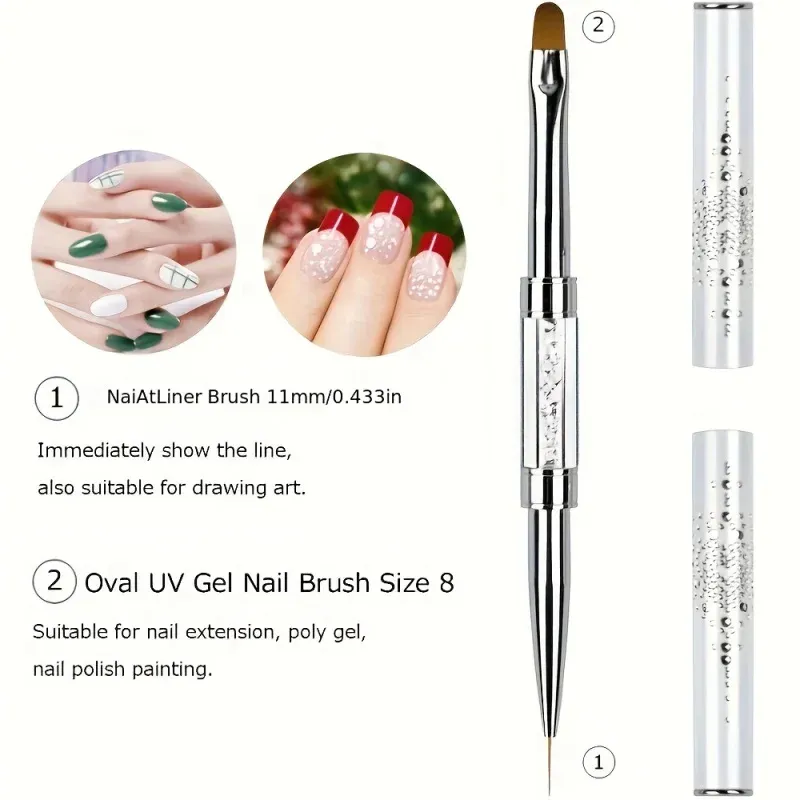 Pinceau à ongles double embout 2-en-1 pour gel polymère, outil de nail art inodore pour extension rapide des ongles 4