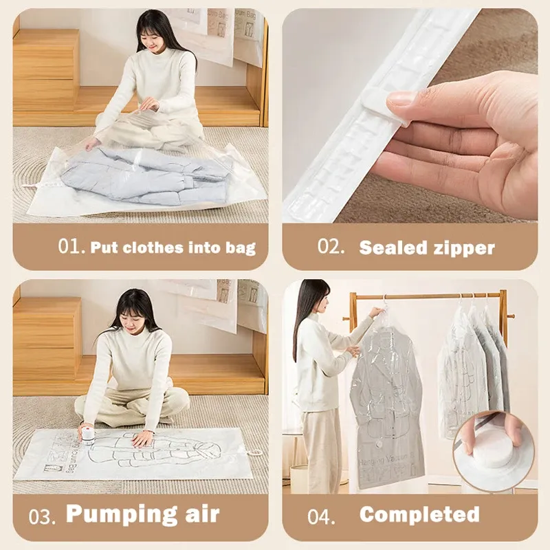 Sac de compression sous vide pour vêtements, grande capacité, à suspendre – Organisateur de garde-robe, 1 pièce 2