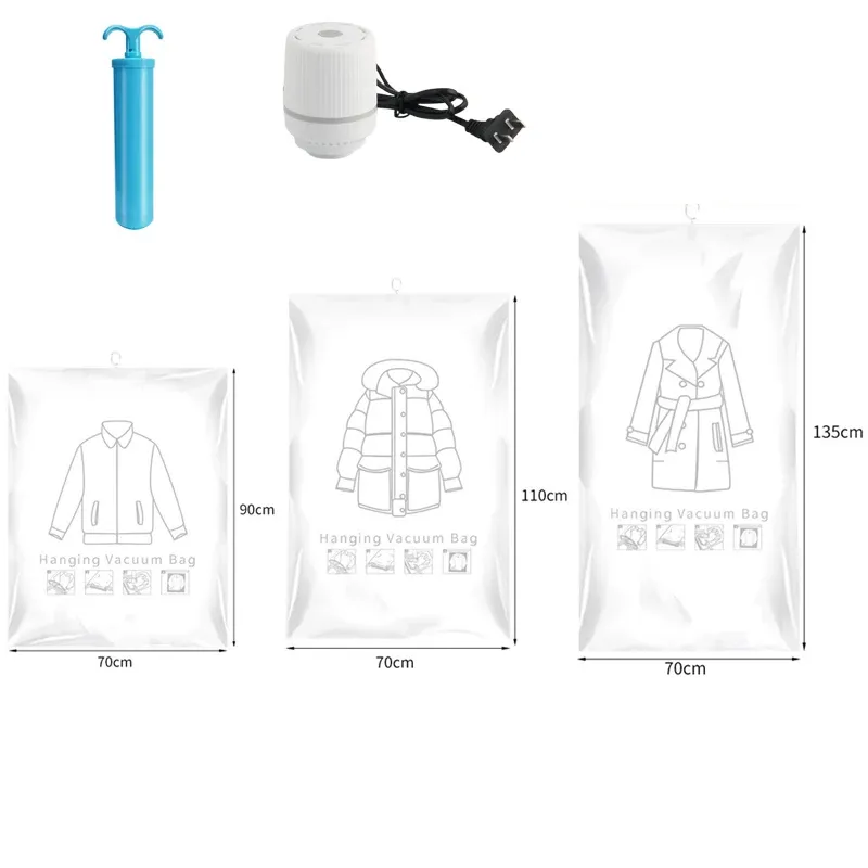 Sac de compression sous vide pour vêtements, grande capacité, à suspendre – Organisateur de garde-robe, 1 pièce 6