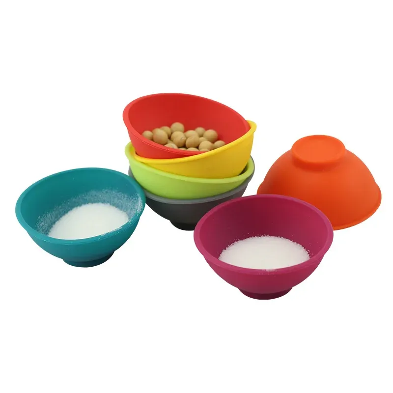 Ensemble de 2 bols en silicone réutilisables pour la cuisine, idéals pour épices, noix, fruits et collations 6