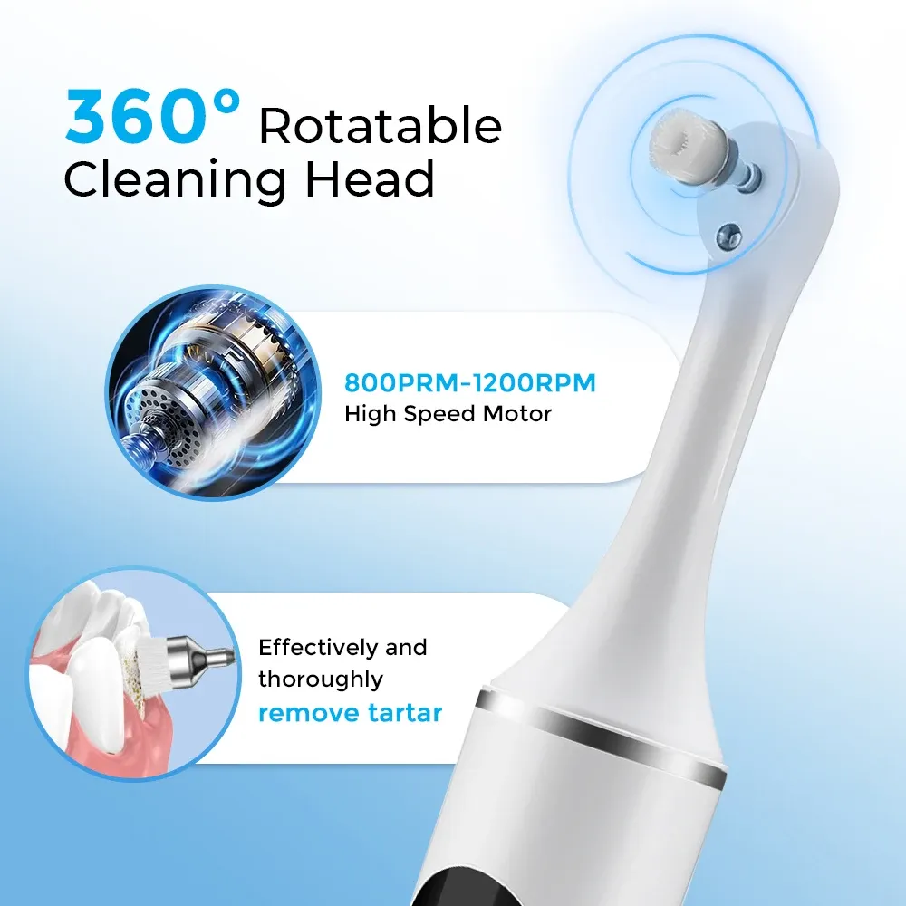 Polisseuse électrique pour dents avec 5 modes de vitesse, 6 têtes de brosse et lumière LED 6