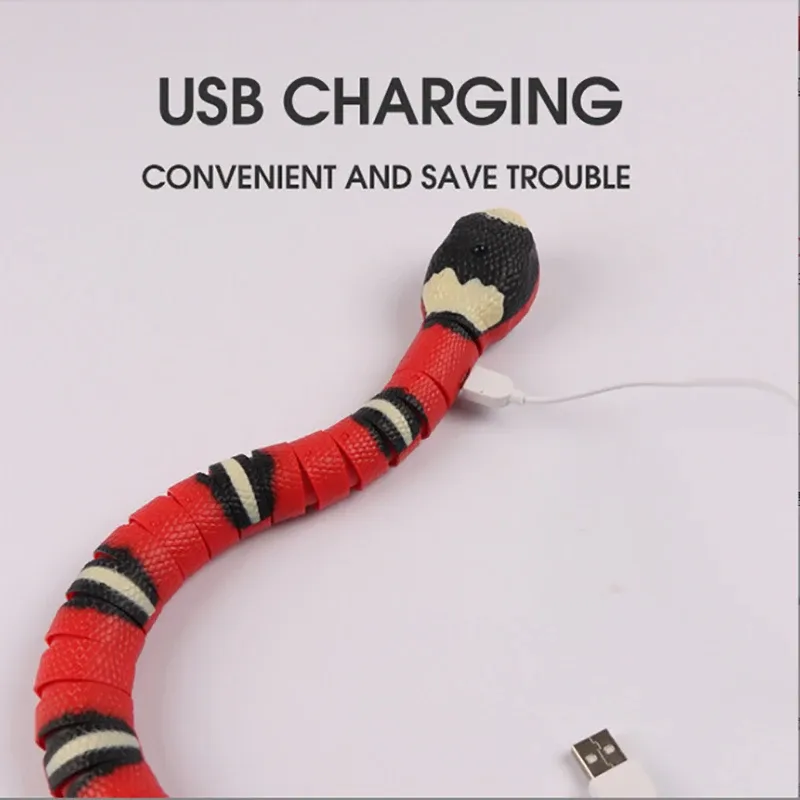 Jouet interactif automatique pour chat en forme de serpent, à détection intelligente et rechargeable par USB 3