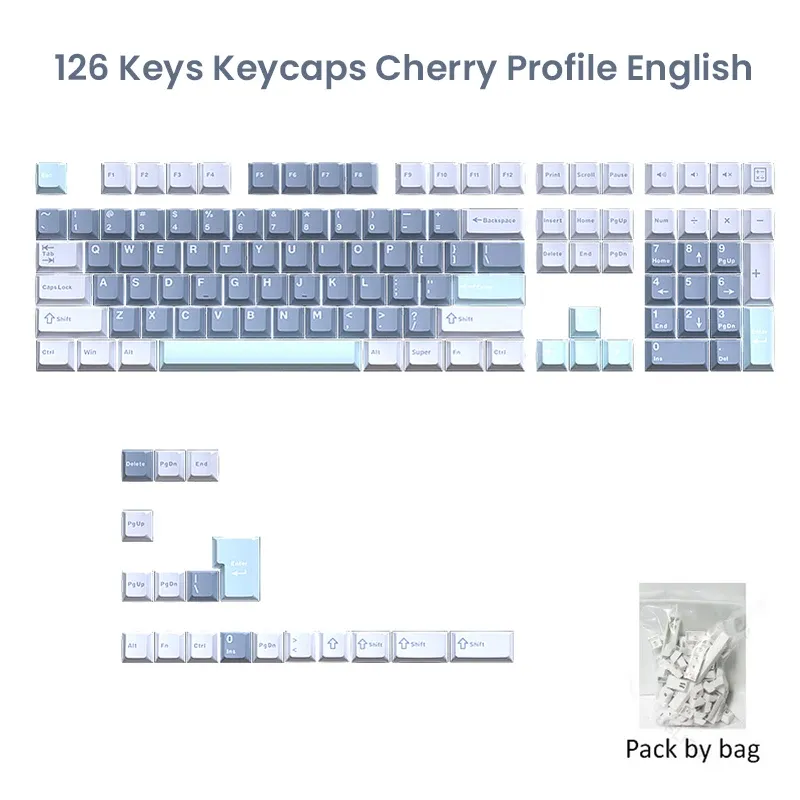 Jeu de 126 touches Double Shot en PBT profil Cherry pour clavier mécanique, compatible switches MX et claviers GMK67, GMK87, GMK61 14