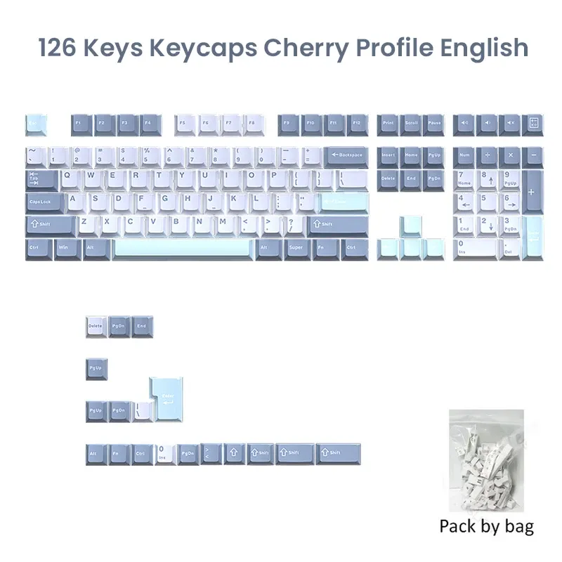 Jeu de 126 touches Double Shot en PBT profil Cherry pour clavier mécanique, compatible switches MX et claviers GMK67, GMK87, GMK61 13