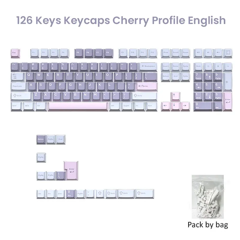 Jeu de 126 touches Double Shot en PBT profil Cherry pour clavier mécanique, compatible switches MX et claviers GMK67, GMK87, GMK61 9