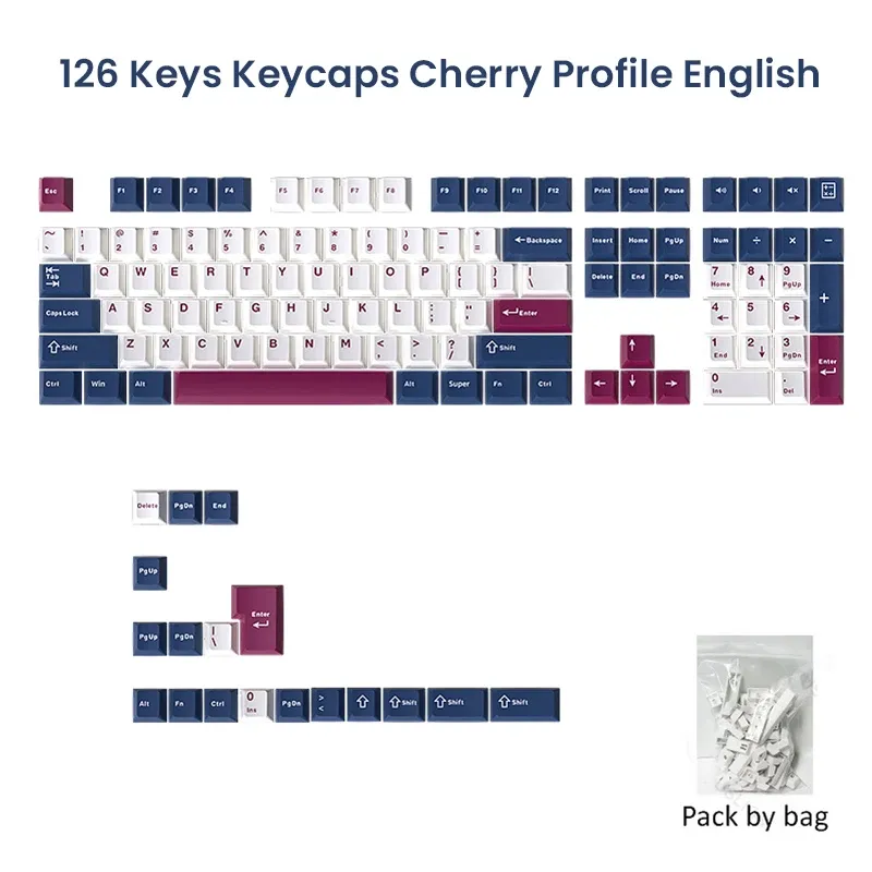 Jeu de 126 touches Double Shot en PBT profil Cherry pour clavier mécanique, compatible switches MX et claviers GMK67, GMK87, GMK61 11