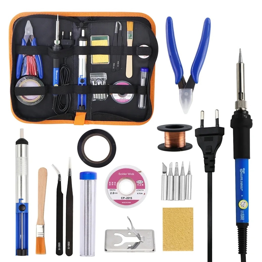 Fer à souder électrique 60 W 220 V / 110 V à température réglable, avec kit d'outils de réparation et de soudure, marque Sumsour 1