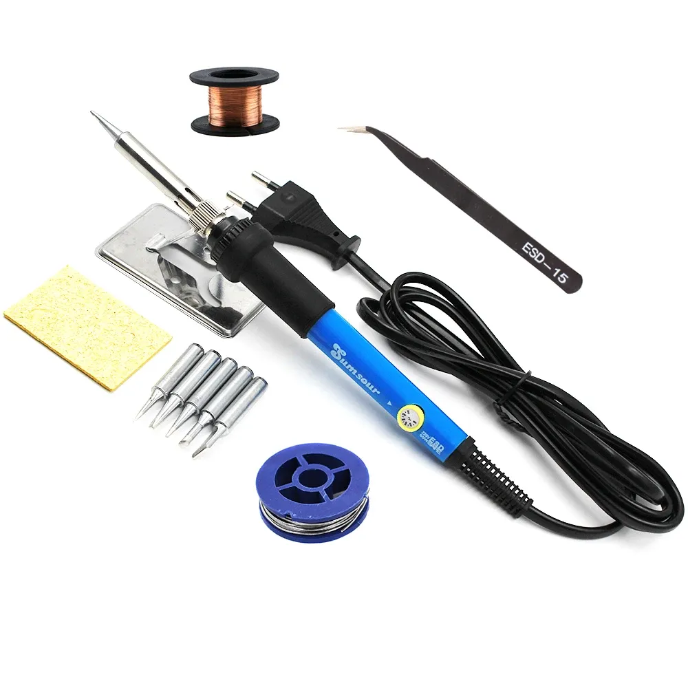 Fer à souder électrique 60 W 220 V / 110 V à température réglable, avec kit d'outils de réparation et de soudure, marque Sumsour 3