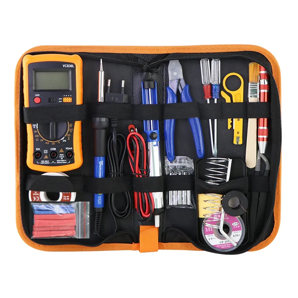Fer à souder électrique 60 W 220 V / 110 V à température réglable, avec kit d'outils de réparation et de soudure, marque Sumsour 11