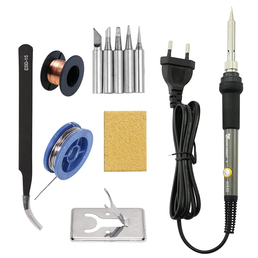 Fer à souder électrique 60 W 220 V / 110 V à température réglable, avec kit d'outils de réparation et de soudure, marque Sumsour 13