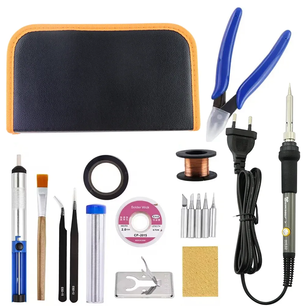 Fer à souder électrique 60 W 220 V / 110 V à température réglable, avec kit d'outils de réparation et de soudure, marque Sumsour 15