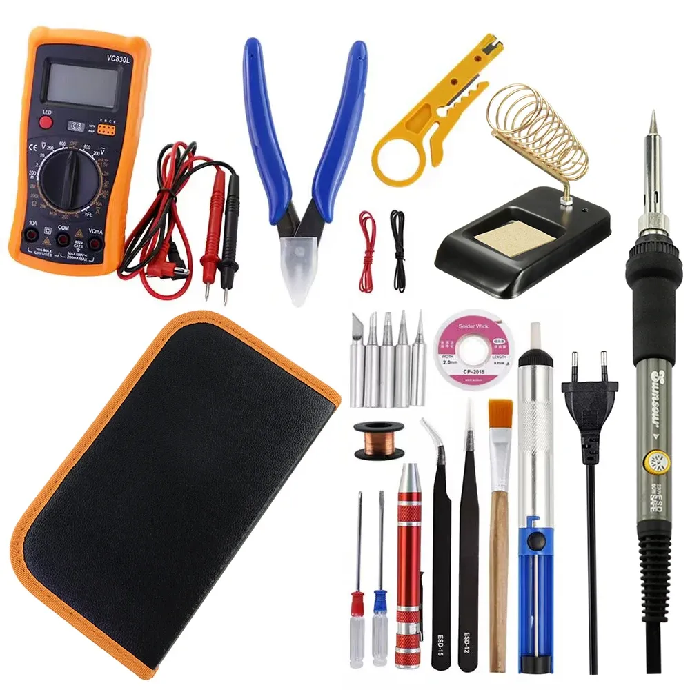 Fer à souder électrique 60 W 220 V / 110 V à température réglable, avec kit d'outils de réparation et de soudure, marque Sumsour 16