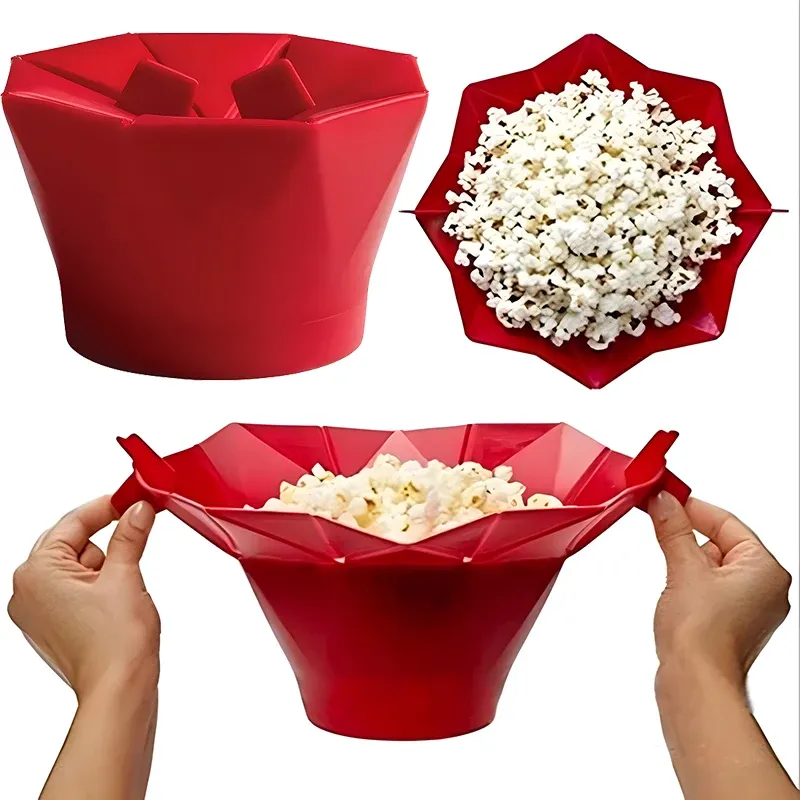 Bols à pop-corn pliables en silicone, ustensiles de cuisine faciles à utiliser et de haute qualité, seau à pop-corn, bol à pop-corn passe au micro-ondes