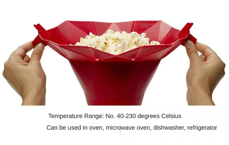 Bol à pop-corn pliable en silicone, étapes de pliage