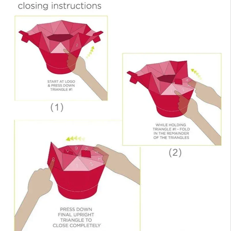 Bol à pop-corn pliable en silicone, résultat final