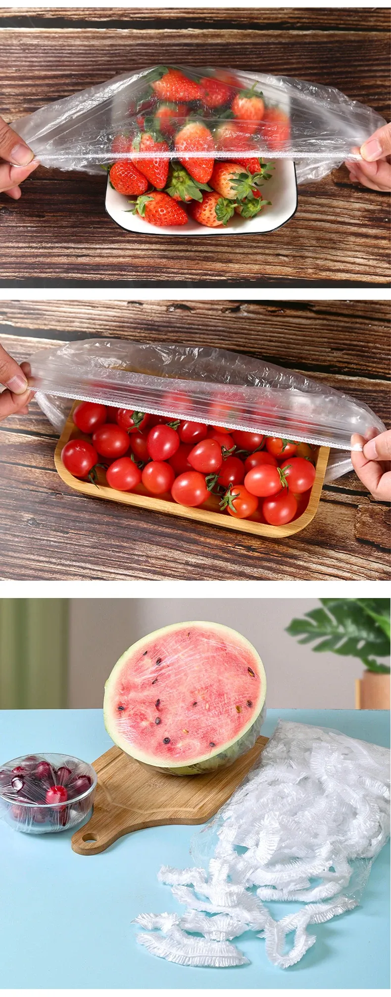 Couvercle alimentaire élastique en usage