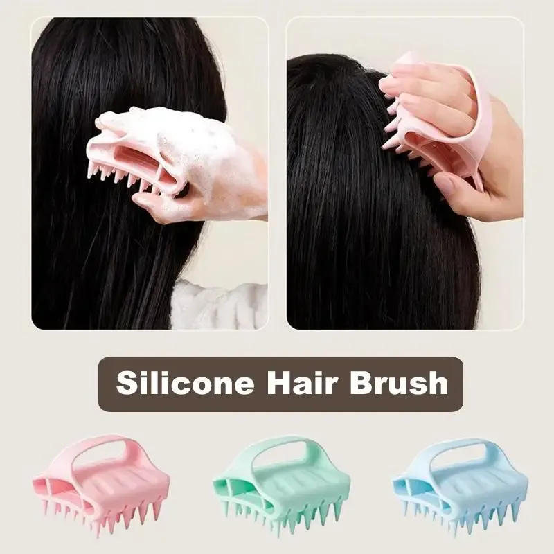 Brosse de massage du cuir chevelu en silicone souple, en situation