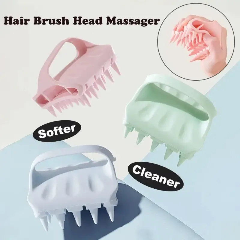 Brosse de massage du cuir chevelu en silicone souple, vue de détail